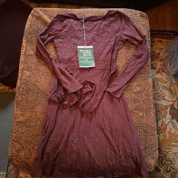 Toad & Co Women’s Cue Wrap Dress nursing cotton Mahogany port maroon New NWT XS - Picture 3 of 10
